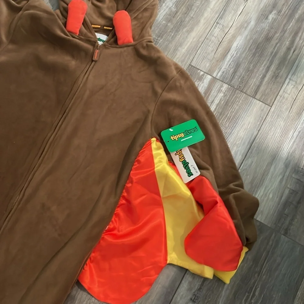 Tipsy Elves Unisex Brown Turkey Thanksgiving Jumpsuit Small NEW - Picture 8 of 9